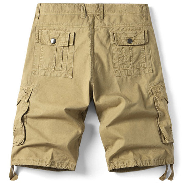 Men's Relaxed Fit Khaki Cotton Cargo Shorts