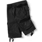 Men's Black Cargo Shorts with Cinch Cuffs