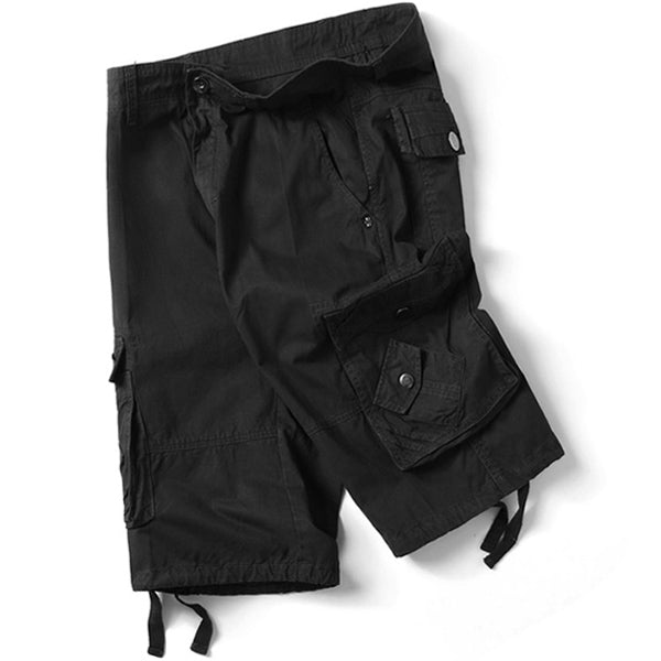 Men's Black Cargo Shorts with Cinch Cuffs