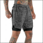 Men's Dark Grey Camo 2-in-1 Running Shorts