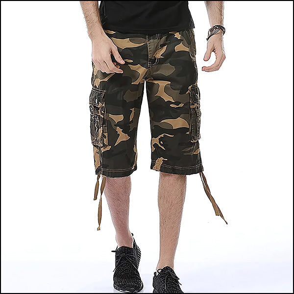 Men's Desert Camo Cargo Shorts with Drawstring Hem