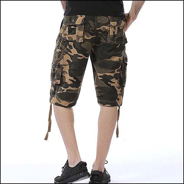 Men's Desert Camo Cargo Shorts with Drawstring Hem