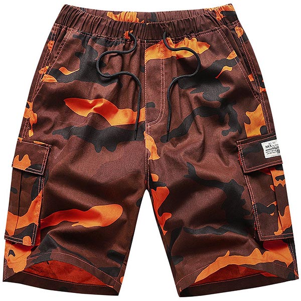 Men's Orange Camouflage Shorts