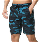 Men's Black & Teal Camo Athletic Shorts with Zip Pocket