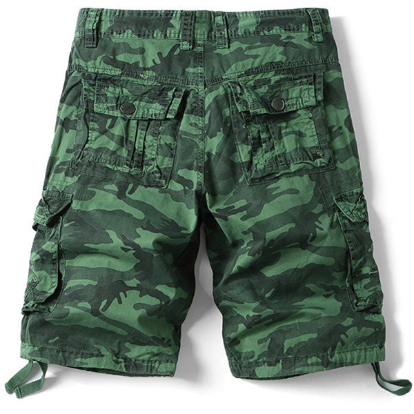 Men's Green Camo Cargo Shorts with Drawstring