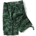 Men's Green Camo Cargo Shorts with Drawstring
