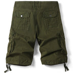 Men's Olive Green Cargo Shorts with Drawstring Cuffs