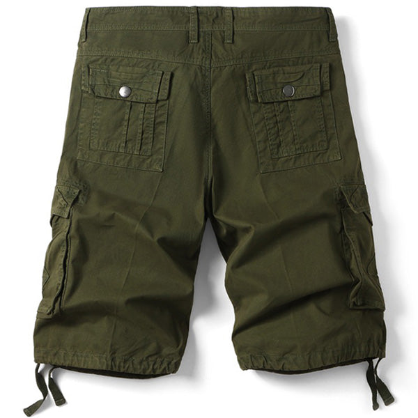 Men's Olive Green Cargo Shorts with Drawstring Cuffs