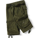 Men's Olive Green Cargo Shorts with Drawstring Cuffs