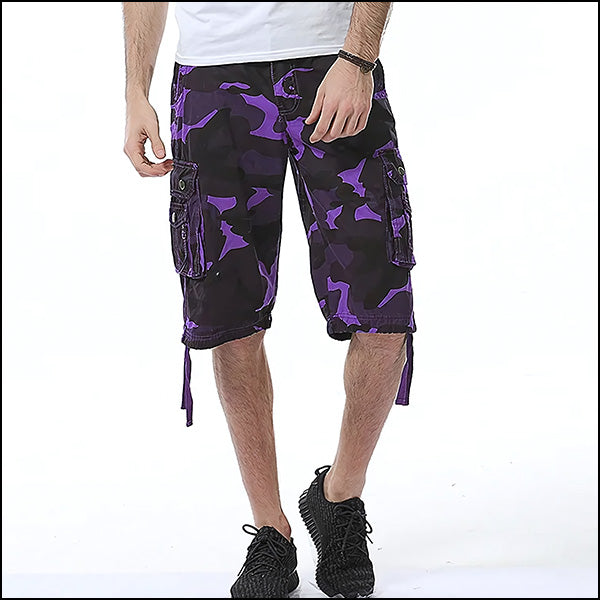 Men's Purple Camouflage Utility Cargo Shorts
