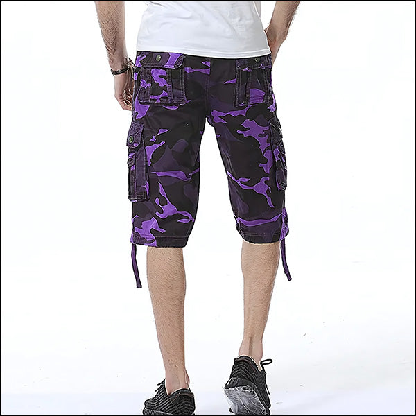 Men's Purple Camouflage Utility Cargo Shorts