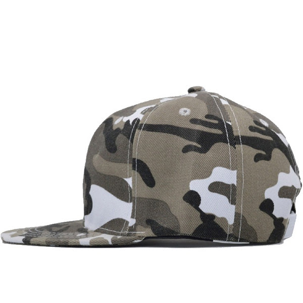 Unisex Green Camo Flat Brim Snapback Cap