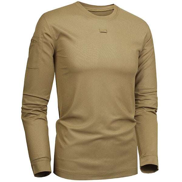 Men's Tactical Khaki Long Sleeve Shirt with Arm Pocket