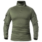 Men's Olive Green Tactical Shirt with Arm Pockets