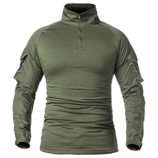 Men's Olive Green Tactical Shirt with Arm Pockets