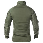 Men's Olive Green Tactical Shirt with Arm Pockets