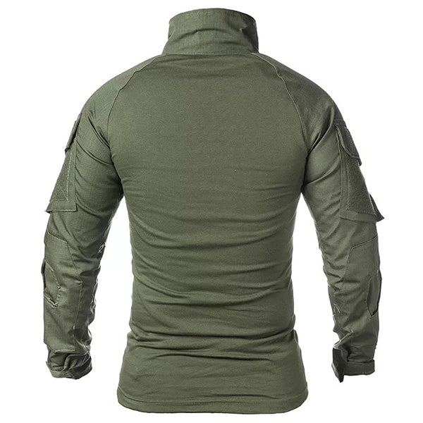 Men's Olive Green Tactical Shirt with Arm Pockets