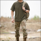 Men's Olive Green Tactical T-Shirt with Sleeve Pockets
