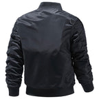 Men's Classic Black Bomber Jacket with Utility Pocket