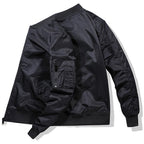 Men's Classic Black Bomber Jacket with Utility Pocket