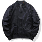 Men's Classic Black Bomber Jacket with Utility Pocket