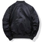 Men's Classic Black Bomber Jacket with Utility Pocket