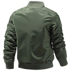 Men's Olive Green Bomber Jacket with Utility Pocket