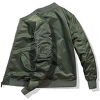 Men's Olive Green Bomber Jacket with Utility Pocket