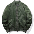 Men's Olive Green Bomber Jacket with Utility Pocket