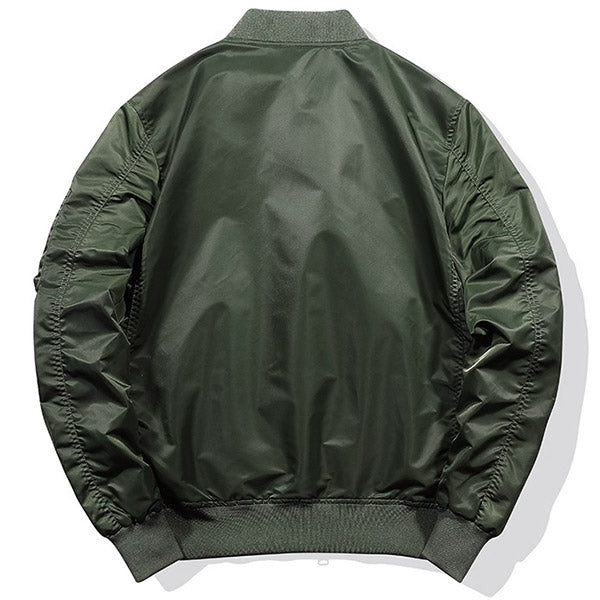 Men's Olive Green Bomber Jacket with Utility Pocket