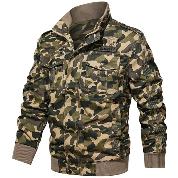 Men's Cargo Camo Military Bomber Jacket