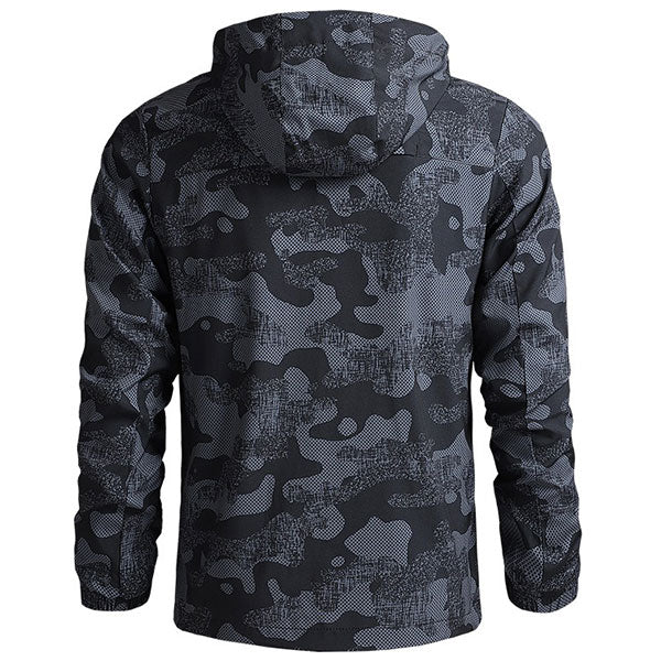 Men's Dark Grey Urban Camo Hooded Jacket