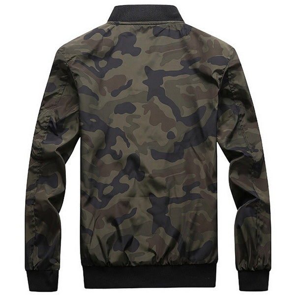 Men's Camouflage Bomber Jacket with Sleeve Pocket