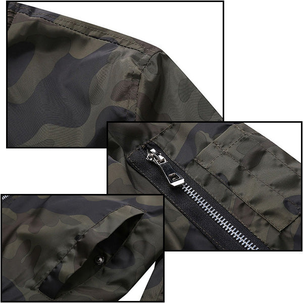 Men's Camouflage Bomber Jacket with Sleeve Pocket