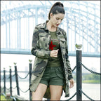 Women's Long Printed Military Jacket
