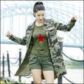 Women's Long Printed Military Jacket