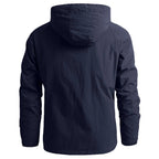 Men's Navy Hooded Windbreaker with Zip Pockets