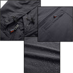 Men's Dark Grey Hooded Windbreaker with Zip Pockets