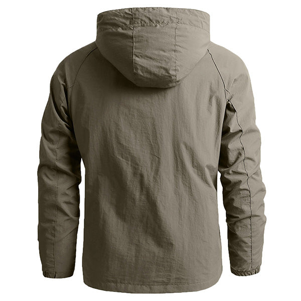 Men's Olive Green Outdoor Hooded Jacket