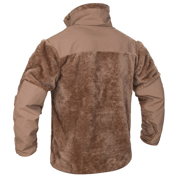 Unisex Brown Shaggy Fleece Jacket with Patches