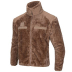 Unisex Brown Shaggy Fleece Jacket with Patches