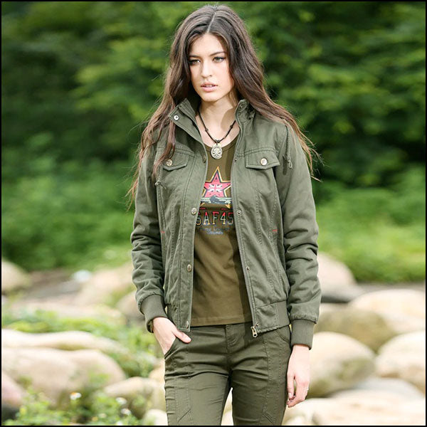 Women's Khaki Green Military Jacket