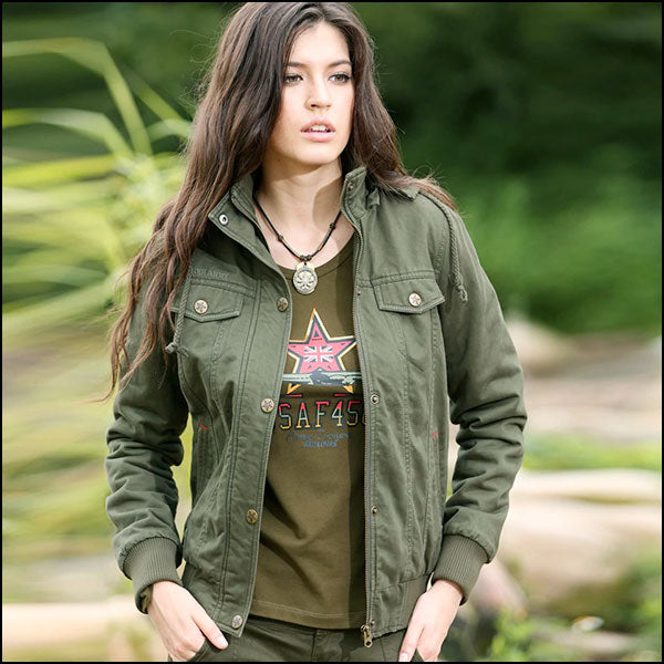 Women's Khaki Green Military Jacket