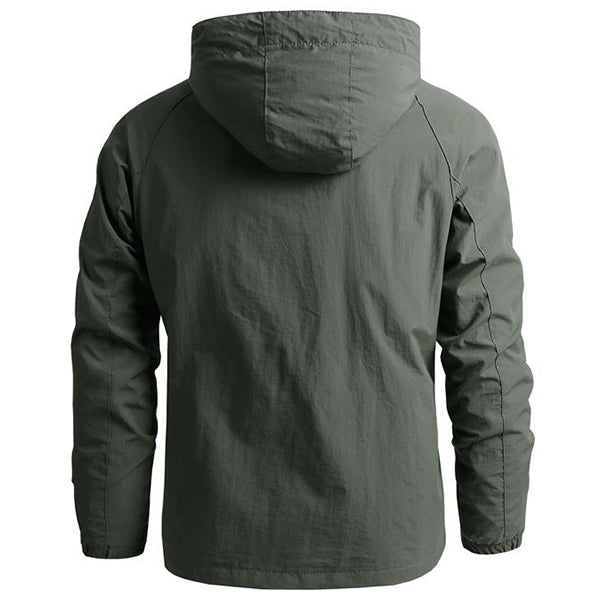 Men's Lightweight Olive Green Hooded Outdoor Jacket